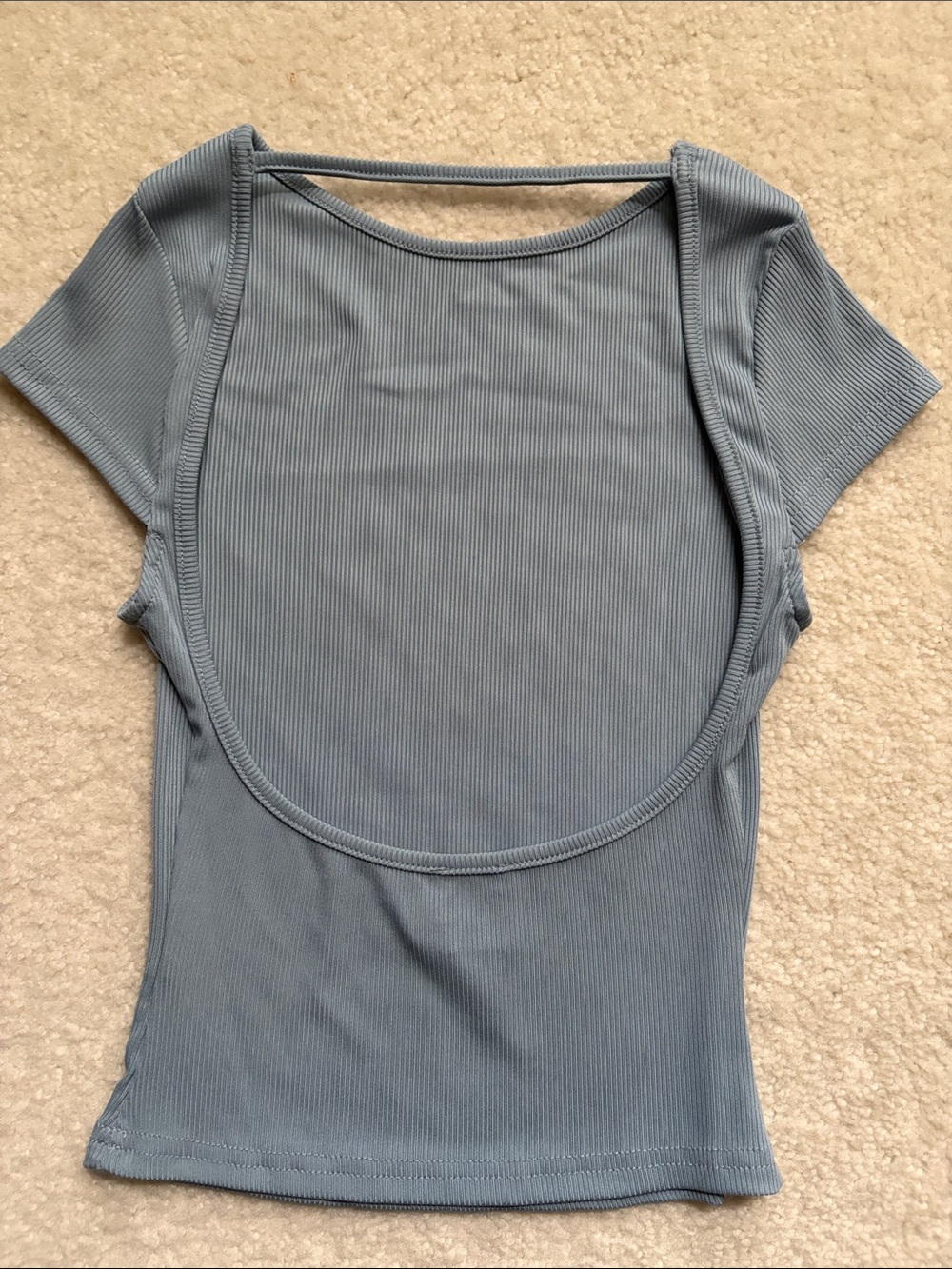 Princess Polly Slate Blue Ribbed Crop Top - Picture 3 of 7